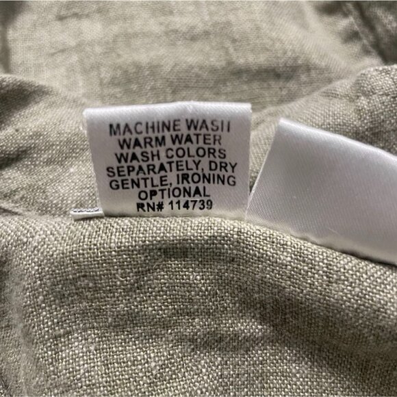 FLAX Size Medium Top Blouse Button Down Linen Short Sleeve Boho Lagenlook - Picture 6 of 6